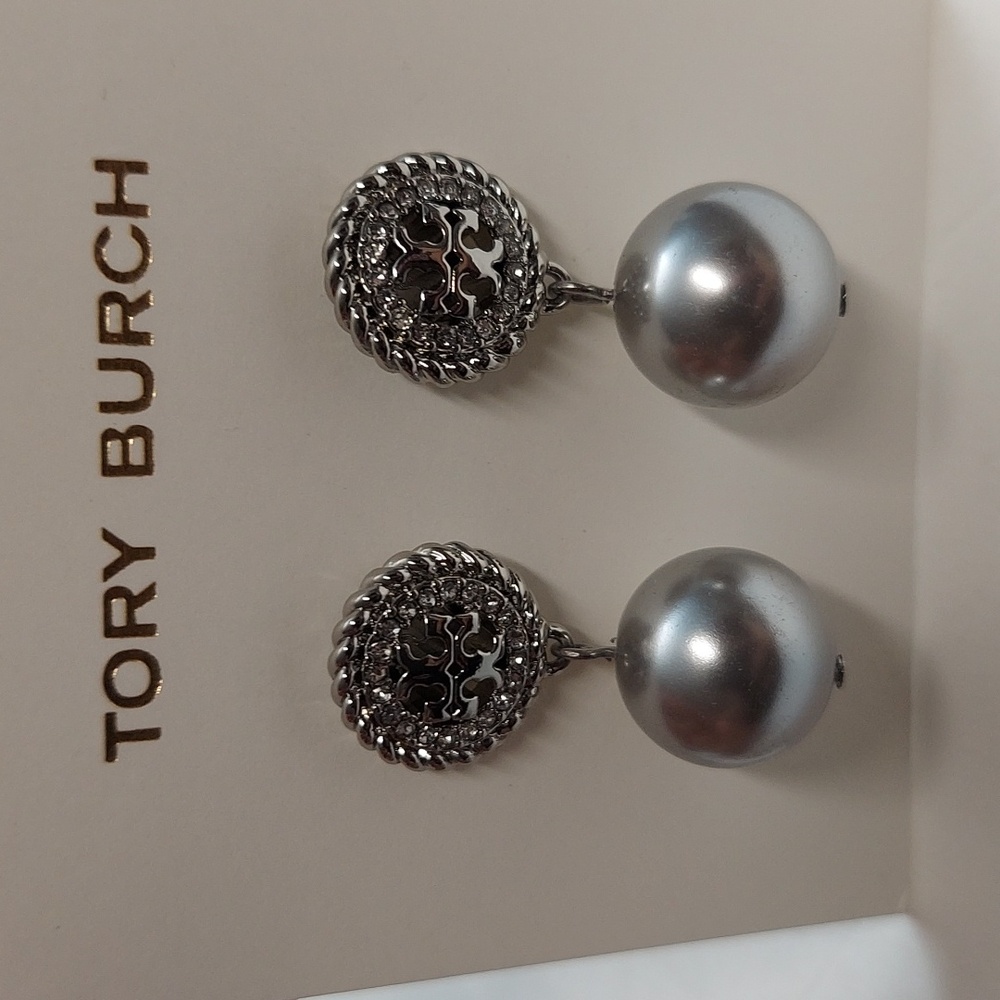 Tory Burch Silver and Gray Earrings